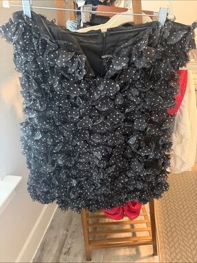 Maeve Black Polka Dot Ruffled Party Dress